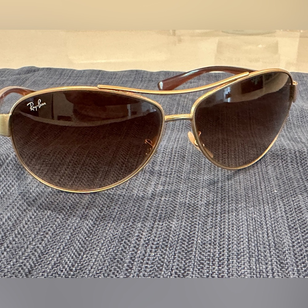Ray Ban Purple Arm, Gold Trim Aviator Sunglasses